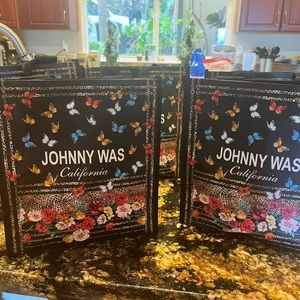 Beautiful Johnny was recyclable black floral totes pack of 2